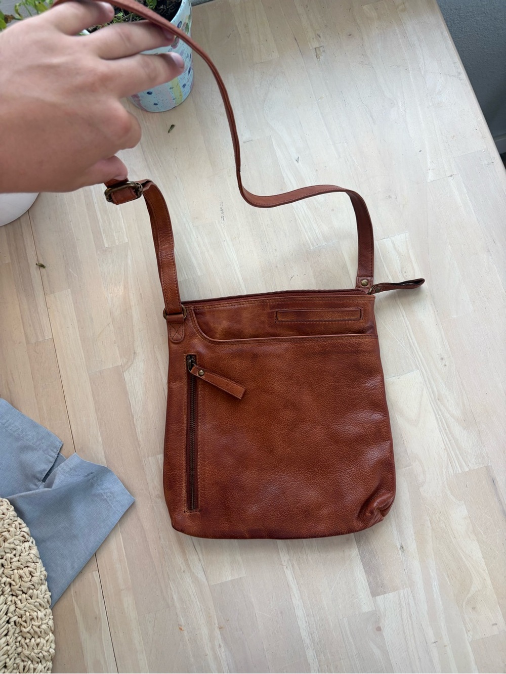 Classic Brown Leather Crossbody Bag for Men